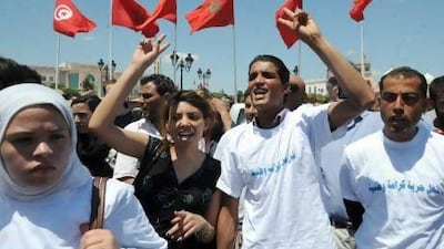 Unemployed graduates demonstrate in Tunis. Joblessness is growing in Tunisia and other countries in the region that have been rocked by instability and faltering economic growth. Fethi Belaid / AFP