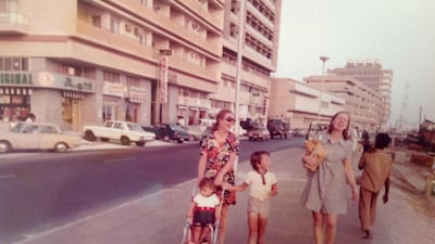 Laith Rahmatallah walking on the corniche with his mother and brother. Courtesy Laith Rahmatallah