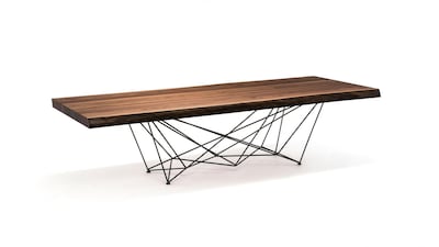 Wood wears well and, as in the case of this table from Chaplins Furniture, looks great too; Dh30,000, www.chaplins.co.uk.