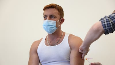 A man receives a vaccination dose against monkeypox in London. Getty Images