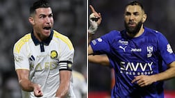 Al Nassr's Cristiano Ronaldo, left, and Al Hilal's Karim Benzema will face off with their respective teams on Tuesday, May 12.