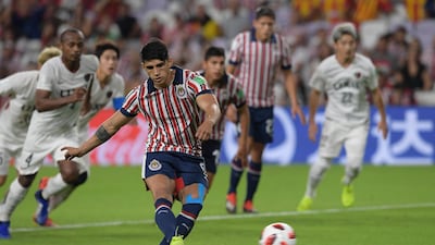 Pulido takes a penalty. AFP