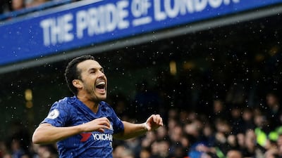 11. Chelsea - 3475 points. Pedro celebrates scoring. Reuters