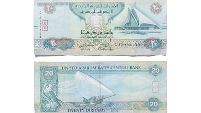 The Dh20 banknote. Antonie Robertson / The National