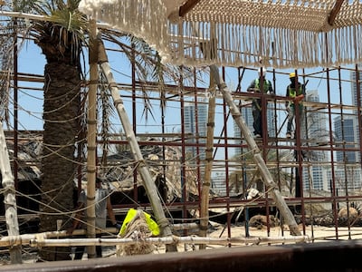 Repair work is ongoing at Barasti Beach Bar. Photo: Supplied