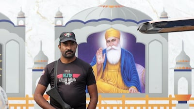 A Pakistani policeman stands guard as Sikh Pilgrims attend the 550th birth anniversary of Baba Guru Nanak, at Nankana Sahib near Lahore, Pakistan, 12 November 2019. Baba Guru Nanak Dev Jee, founder of Sikh religion, was born in 1469. Every year thousands of Sikhs from across the world pilgrimage to Pakistan to participate in the birth anniversary. EPA