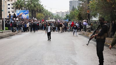 The Syrian government posted security personnel during the protests. Reuters