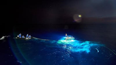 A night dive on the Pacific Ocean. Courtesy: The Five Deeps Expedition