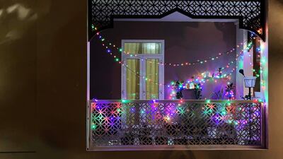 A house is decorated with colourful lights for Diwali festival in the Al Furjan neighbourhood in Dubai. Pawan Singh / The National