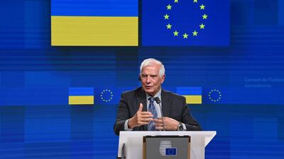 Foreign policy chief Josep Borrell at an EU-Ukraine Association Council meeting in Brussels. AFP