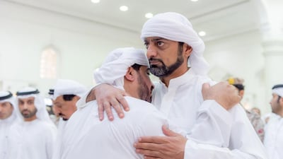 Sheikh Ammar bin Humaid, Crown Prince of Ajman, consoles the family of Abdullah Ali Hassan Al Hammadi. Wam