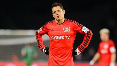 Bayer Leverkusen's Javier Hernandez shown during their Bundesliga loss to Hertha Berlin on Saturday. Thomas Eisenhuth / EPA / December 5, 2015