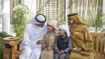 Sheikh Mohammed bin Rashid, Vice President and Ruler of Dubai, and Sheikh Mohammed bin Zayed, Crown Prince of Abu Dhabi and Deputy Supreme Commander of the Armed Forces, attend a lunch meeting in Dubai. Mohamed Al Hammadi / Crown Prince Court – Abu Dhabi