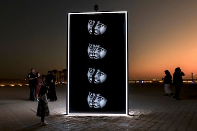 Faces by Montreal-based digital art studio Iregular, on display at Jubail Island as part of Manar Abu Dhabi. Victor Besa / The National