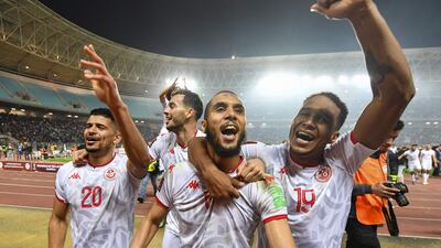 Tunisia celebrate qualifying to the 2022 Qatar World Cup. AFP
