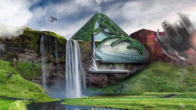 Hotels will have migrated to other planets and high up in the mountains to avoid encroaching seas, a new report from Hilton predicts. Courtesy Hilton