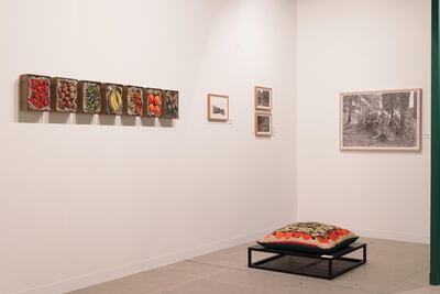 Artists across generations, styles and mediums are on show at Tabari Artspace's booth to explore the idea of roots in the Levant. Photo: Tabari Artspace