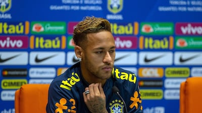 Neymar attends a press conference in Jeddah, Saudi Arabia before Brazil face Argentina in an international friendly. EPA
