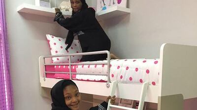 Zainah Alseqetri shows off their newly decorated bedroom. Photo courtesy of Make a Wish