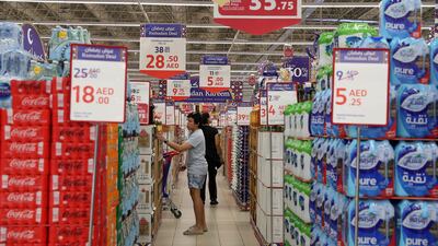 A 24-pack of 500ml bottles of Masafi water is now Dh8.75, which the chain says is a reduction of 59 per cent.