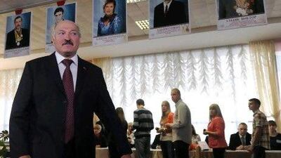 President Alexander Lukashenko after voting in Minsk on Sunday.