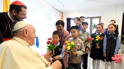 The trip has been viewed as a gesture of support for the country's community of about 1,400 Catholics. AFP