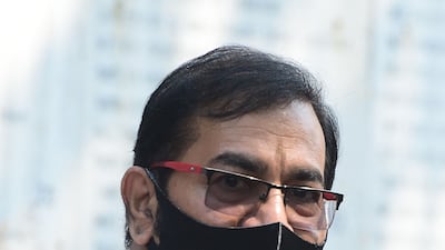 Bollywood singer Sudesh Bhosale at Bappi Lahiri's funeral. AFP