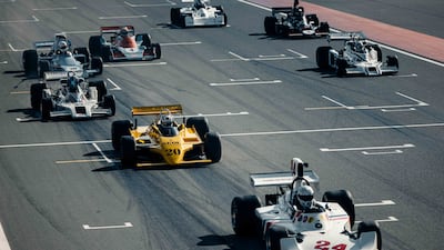 Cars on the starting grid at the Dubai Autodrome.