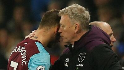 West Ham United manager David Moyes, right, was pleased with Marko Arnautovic's performance on Saturday. Andrew Yates / Reuters