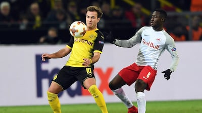Mario Gotze, left, was publicly criticised for his performance against Salzburg in the Europa League. Federico Gambarini / AFP