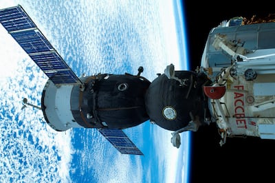 A Russian Soyuz spacecraft docked to the International Space Station. Reuters / Roscosmos
