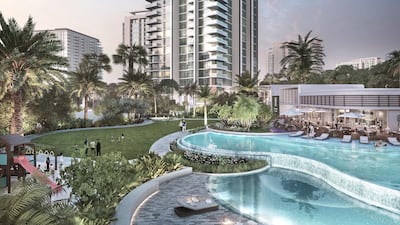 Views of the tower and pool