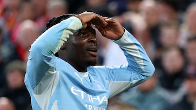 Jeremy Doku celebrates after scoring City’s second goal. Getty Images