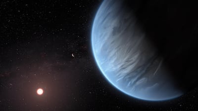 An artist's impression of K2-18b, the only known exoplanet believed to have liquid water essential for life. EPA
