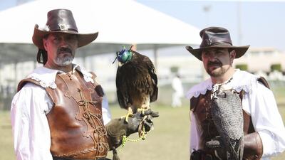 Austrian falconers show off their birds of prey.