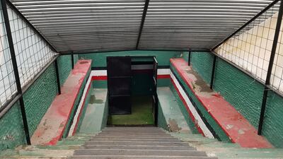 The entry to the tunnel connecting the football team's gym and changing rooms with the pitch. Juman Jarallah / The National 