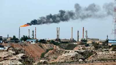 An oil facility in the Kharg Island, where Iran stores crude in the Gulf. The United States has warned countries against buying Iranian oil before November 4 or face a renewed round of American economic sanctions. / AFP / ATTA KENARE