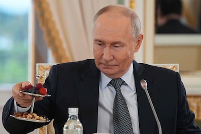Russian President Vladimir Putin, on the sidelines of the St Petersburg International Economic Forum. AFP