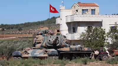 A Turkish Army tank is deployed on the outskirts of Afrin in Syria. AFP