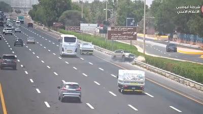 Footage of tyre blowouts released by Abu Dhabi Police. Photo: Abu Dhabi Police / Instagram