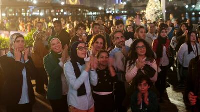 People gather for New Years Eve festivities at The Galleria in on Al Maryah Island in Abu Dhabi. Christopher Pike / The National