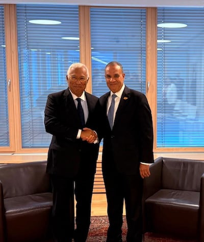Egyptian Foreign Minister Badr Abdelatty with President of the European Council Antonio Costa. Photo: Egyptian Foreign Ministry