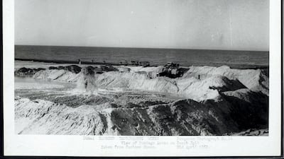 Works on the beach close to the mouth of Dubai Creek in April, 1960. Courtesy Arabian Gulf Digital Archive