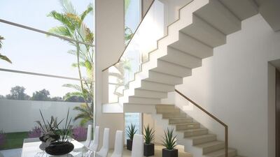 Aldar’s West Yas waterfront scheme of more than 1,000 villas on Yas Island will be sold to UAE nationals only. Above, a rendering of the residential project. Courtesy Aldar Properties