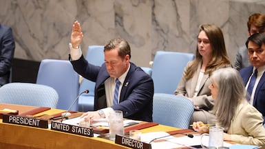 Mike Waltz, US ambassador to the UN and President of the Security Council for the month of March, votes on the draft resolution. Getty Images / AFP
