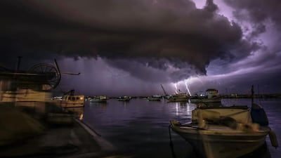 Lightning over the Mediterranean Sea near Tripoli, Lebanon. AFP