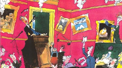 Cartoon depicting an auction used to illustrate Christie's family day. Courtesy: Christies