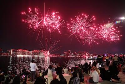Yas Bay in Abu Dhabi will have end-of-year firework shows at 9pm and midnight. Pawan Singh / The National
