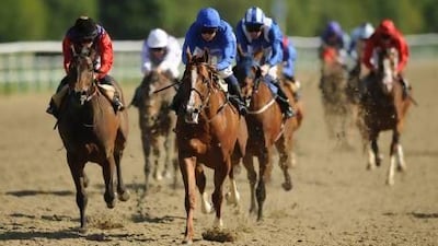 Air Of Glory, centre, ridden by jockey Mickael Barzalona, pulled out a win at Lingfield on Tuesday. PA