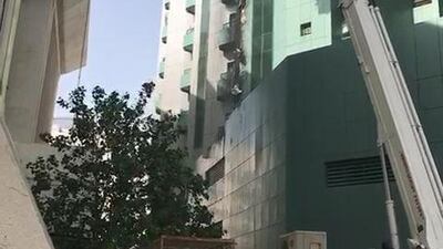 Firefighters tackled a blaze at an apartment block in Liwara 2, Ajman, on September 29, 2018.